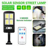 Lámpara LED con sensor nocturno, panel solar y control remoto — imagen 1 de 4