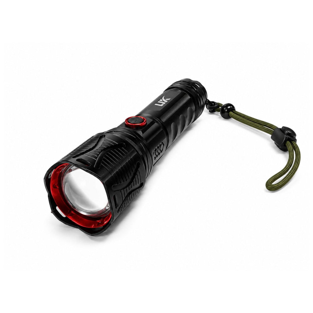 Linterna táctica power bank con COB lateral y 6 modos de iluminación
