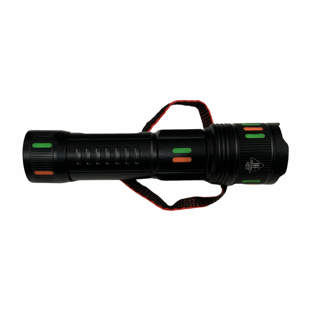 Linterna LED T180 con 3 modos, zoom e indicador digital de batería