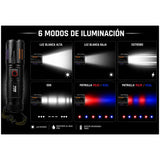 Linterna táctica IPX6 recargable con 6 modos y efecto patrulla — imagen 4 de 5