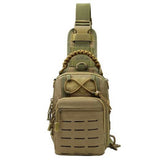 Mochila pechera de corte láser caqui con porta tablet y cuerda paracord — imagen 1 de 6