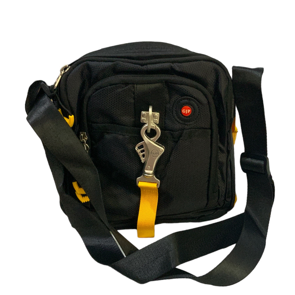 Mochila cruzada negra con gancho de seguridad para uso diario