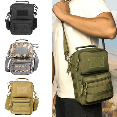Mochila táctica militar cruzada caqui con 8 compartimentos para campismo
