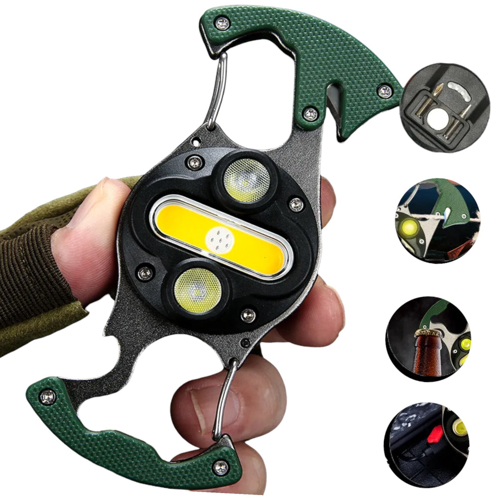 Mini linterna LED COB con carga tipo C, imán y corta soga