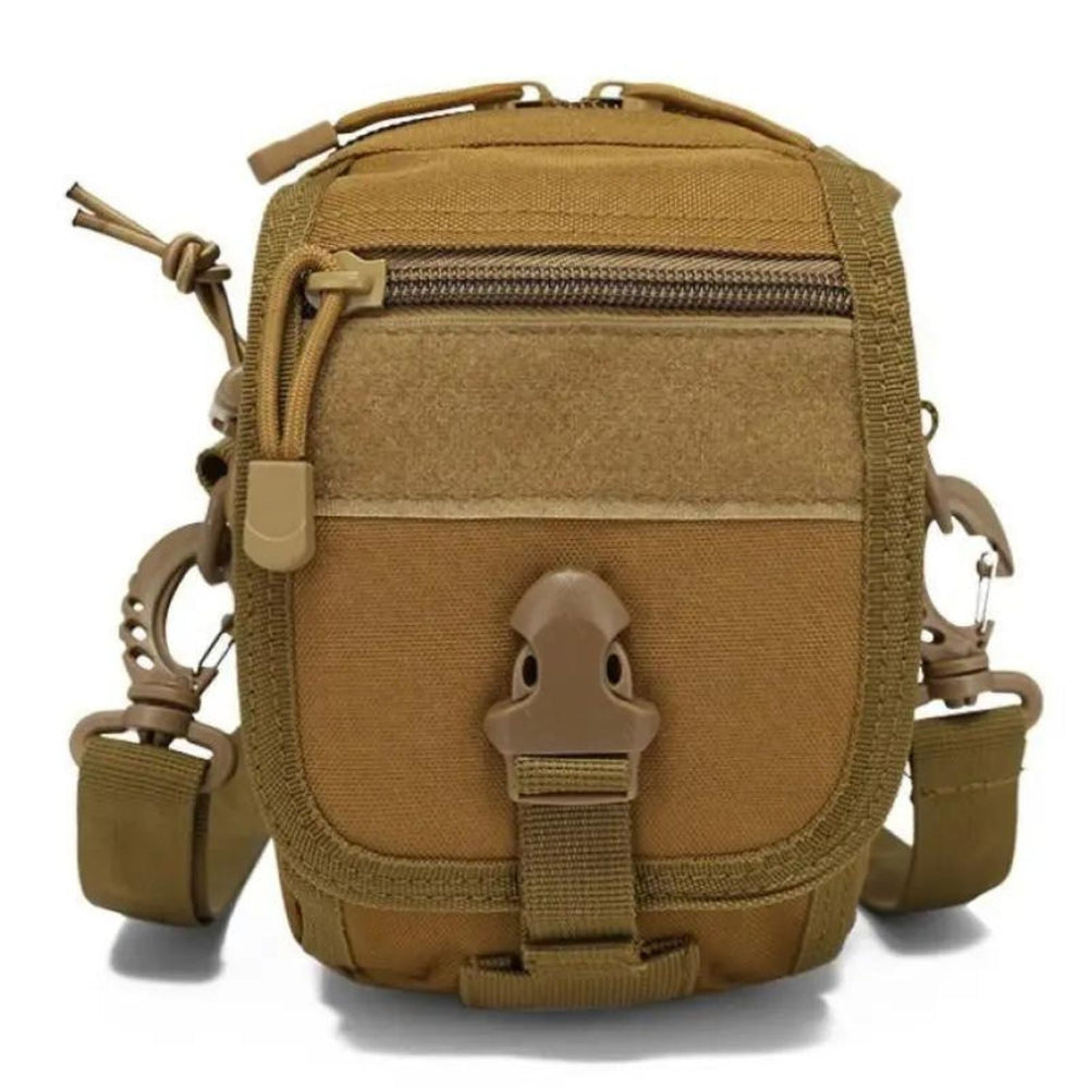 Mochila pequeña cruzada con sistema molle en color caqui