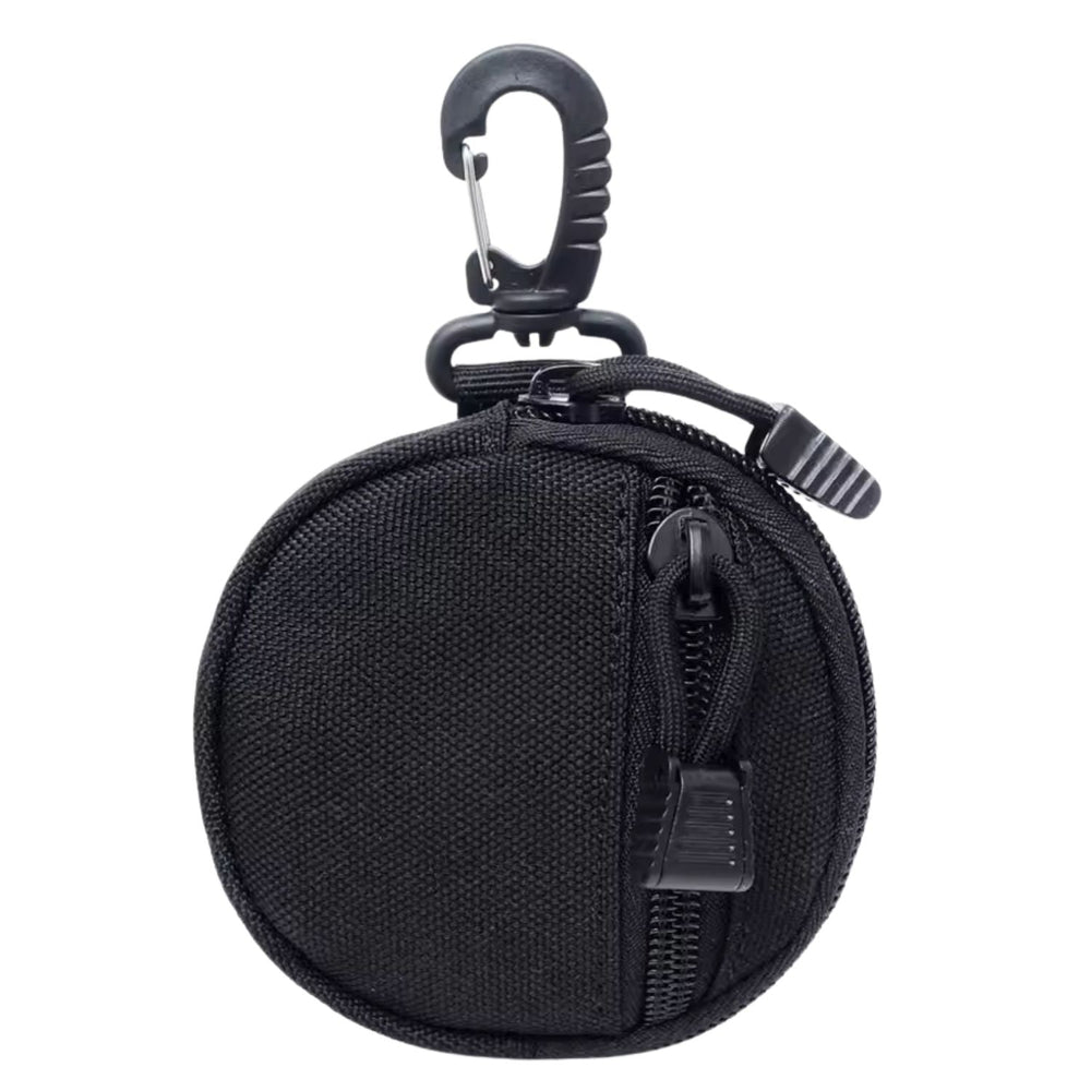 Mini bolsa EDC con mosquetón giratorio porta llaves en negro