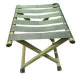 Banquito plegable militar verde con estructura metálica y cintas de nylon reforzadas — imagen 1 de 4