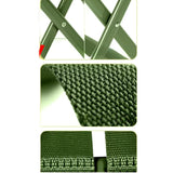 Banquito plegable militar verde con estructura metálica y cintas de nylon reforzadas — imagen 3 de 4