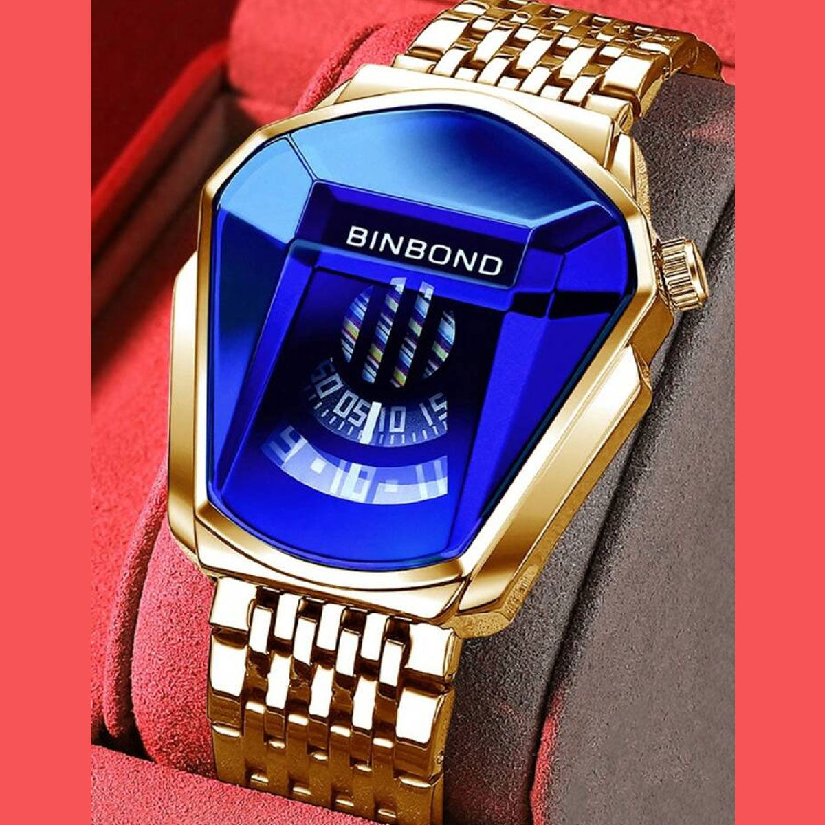 Reloj de Lujo Para Caballero Binbond Fralugio De Metal Dorado