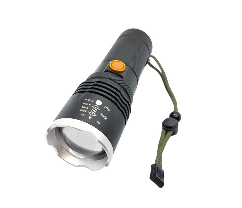 Lámpara LED T9 con función power bank, zoom e indicador de nivel de carga