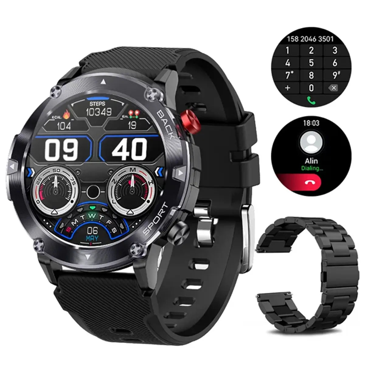 Fralugio Smartwatch Reloj Inteligente Hw21 Redondo Monitores De Ejercicio y  Notificaciones Fralugio Lujo
