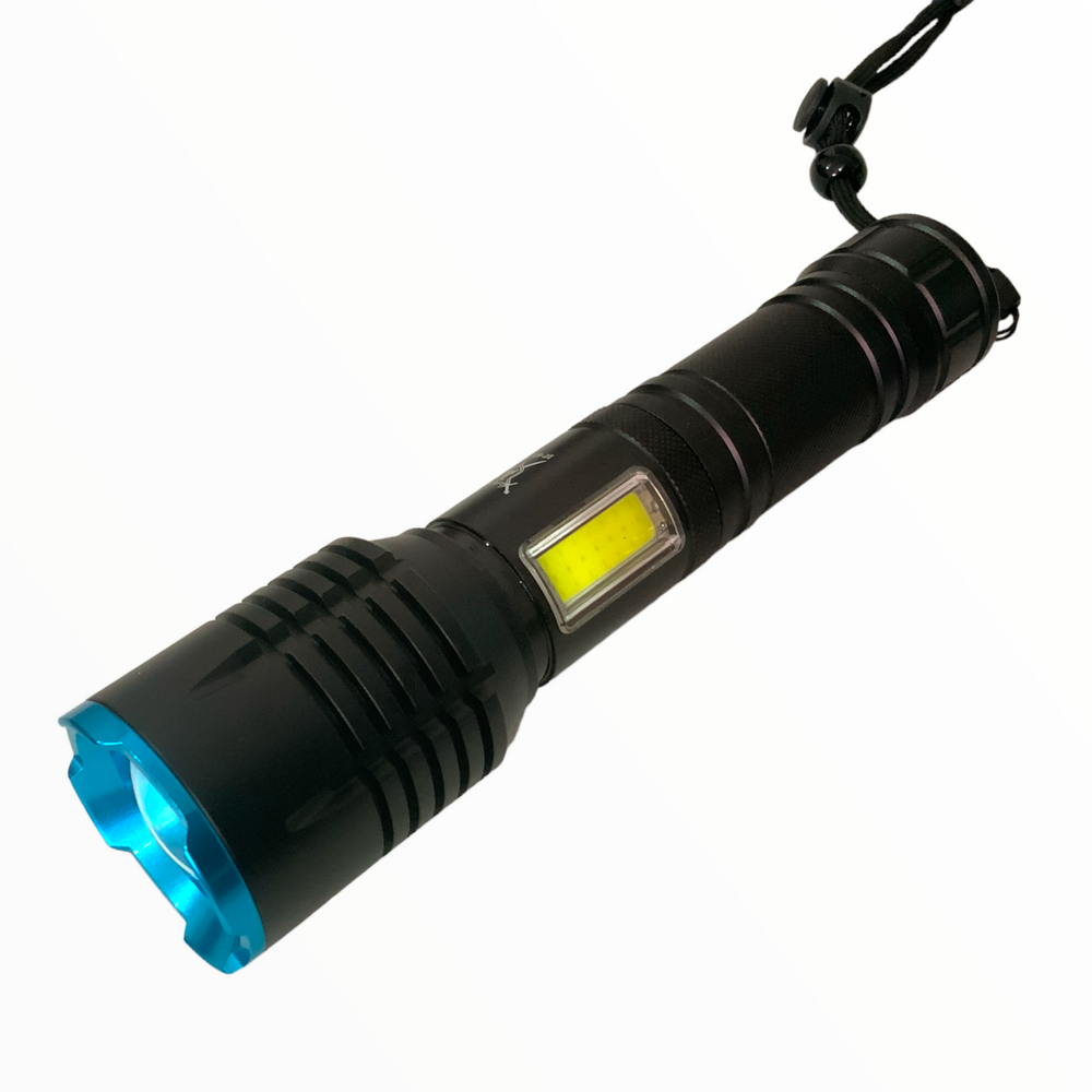 Lámpara LED T9 con luz COB lateral blanca y roja, carga por USB