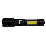 Linterna recargable con zoom, luz frontal y COB lateral con SOS — imagen 1 de 3