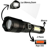 Linterna recargable con zoom, luz frontal y COB lateral con SOS — imagen 3 de 3