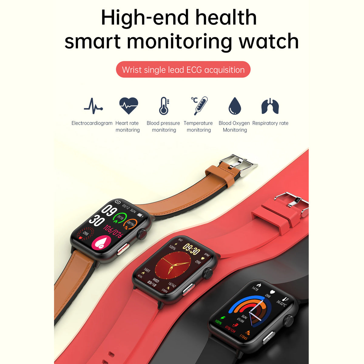 Fralugio Smart Watch Reloj Inteligente E200 De Piel Ecg Spo2