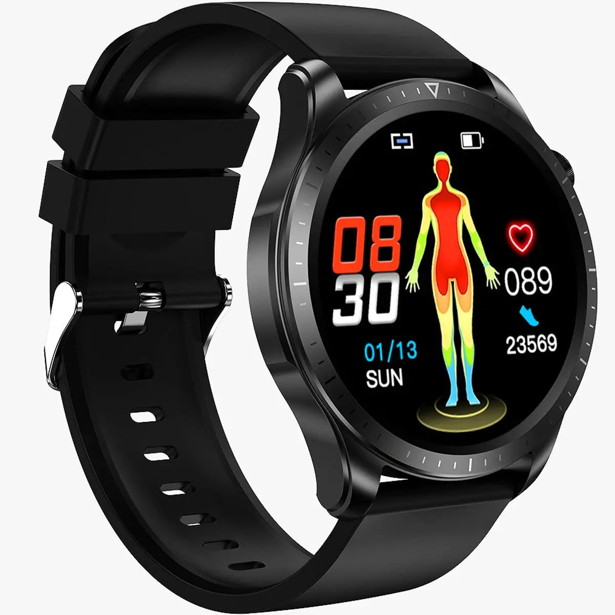 Smartwatch Reloj Inteligente E420 Fralugio Mide Glucosa Ecg Silicon Fralugio