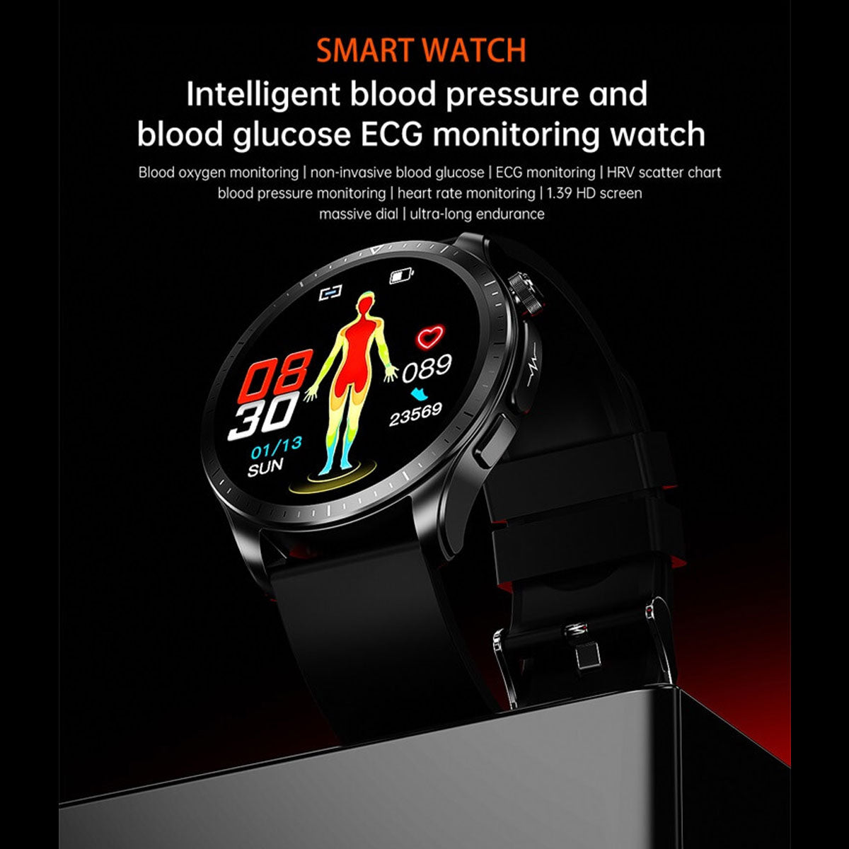 Reloj Smart Watch E420 Fralugio Ecg Mide Glucosa Hr Spo2 Bp Piel