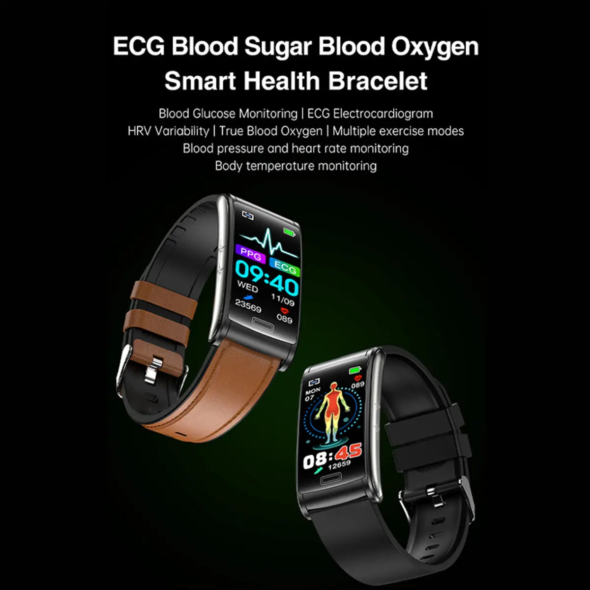 Smart Watch Reloj E600 Fralugio Mide Glucosa Bp Hr Spo2 Ecg Piel Fralugio