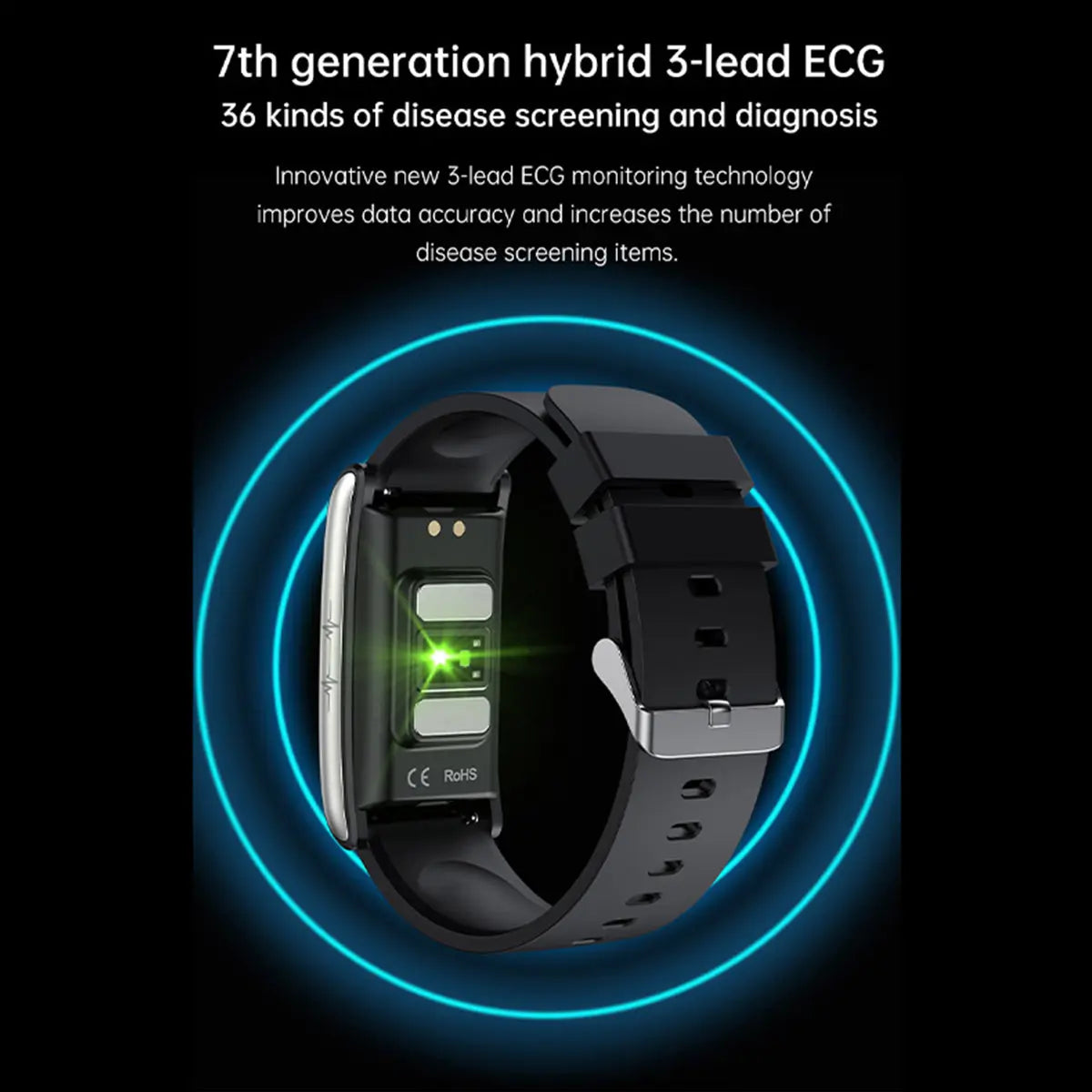 Smart Watch Reloj E600 Fralugio Mide Glucosa Bp Hr Spo2 Ecg Fralugio