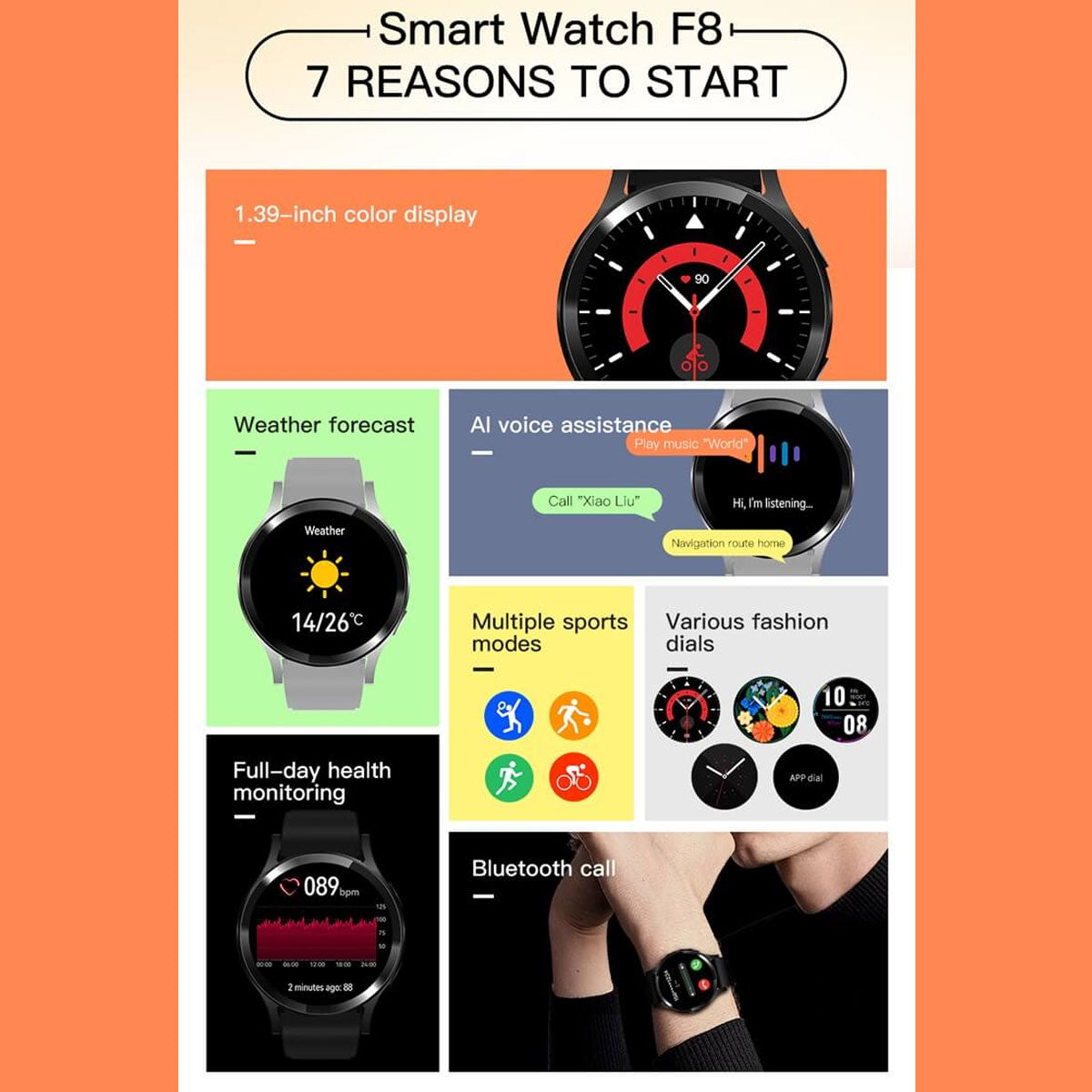 Reloj Smartwatch F8 Fralugio Ips Notificaciones Ejercicio Hd