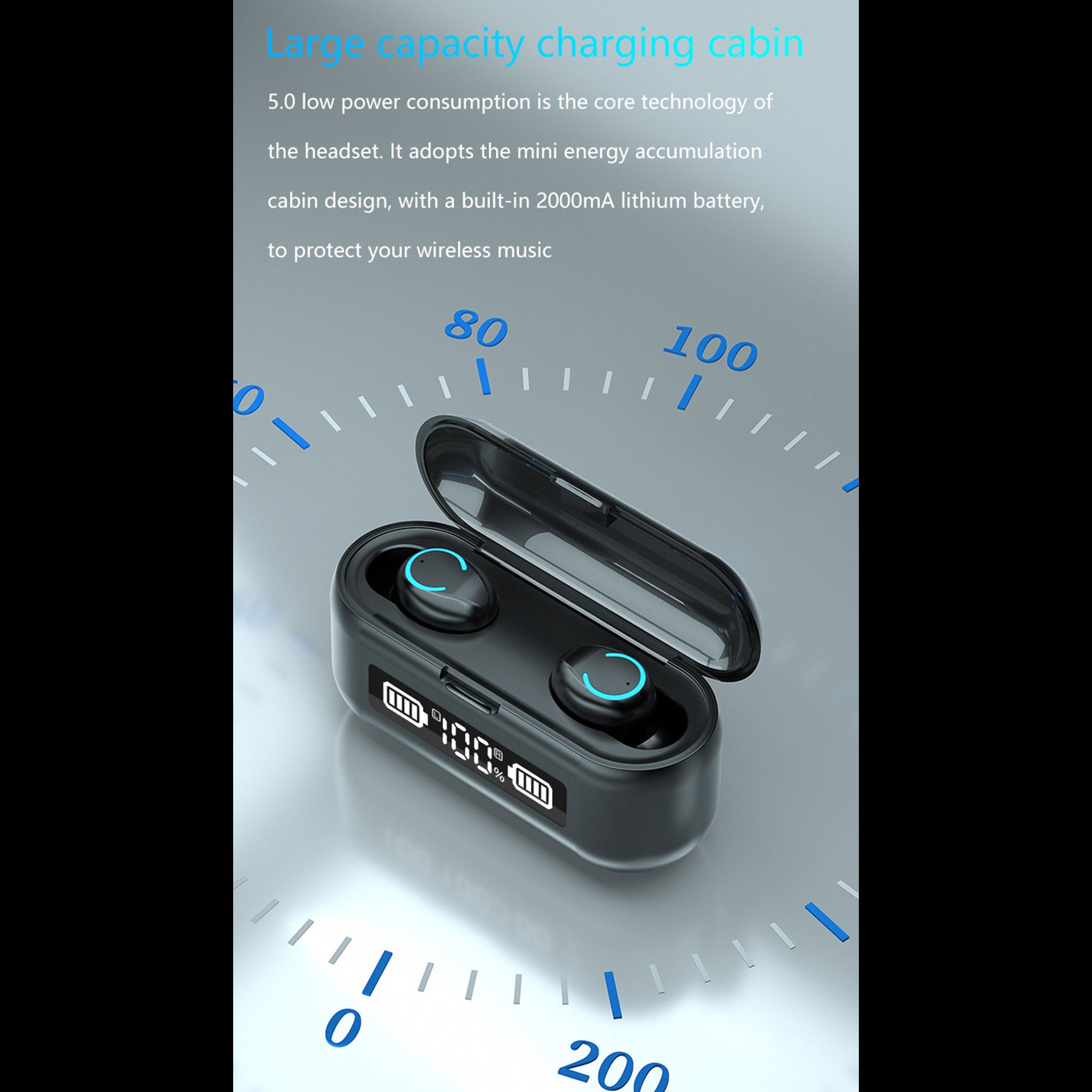 Fralugio Audífonos Manos Libres Bluetooth 5.0 F9 Ulight Power Bank True Wireless