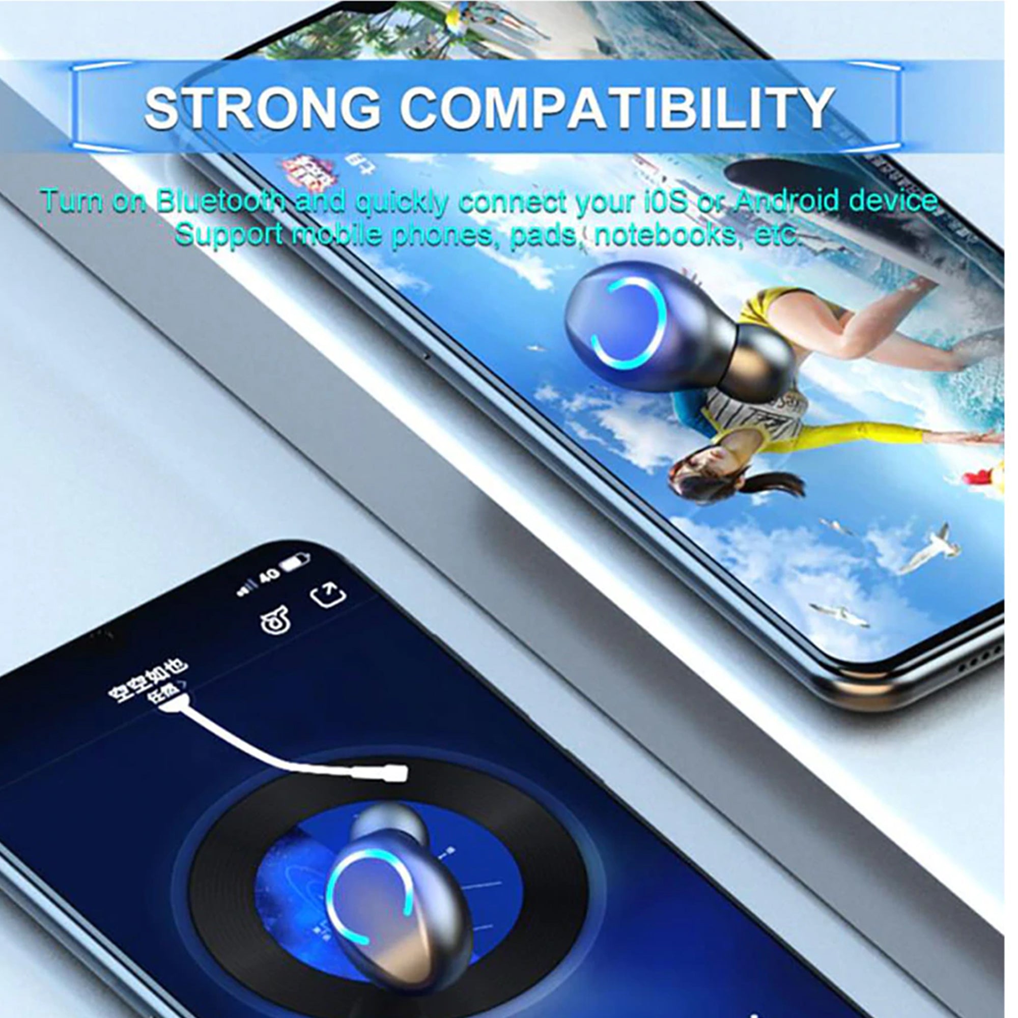 Fralugio Audífonos Inalámbricos Bluetooth 5.0 F9-8 con Power Bank True Wireless