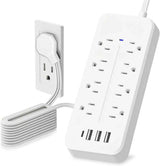 FANDBO 12 en 1 Regleta Multicontacto Extension USB, con 8 Salidas CA y 4 Puertos USB