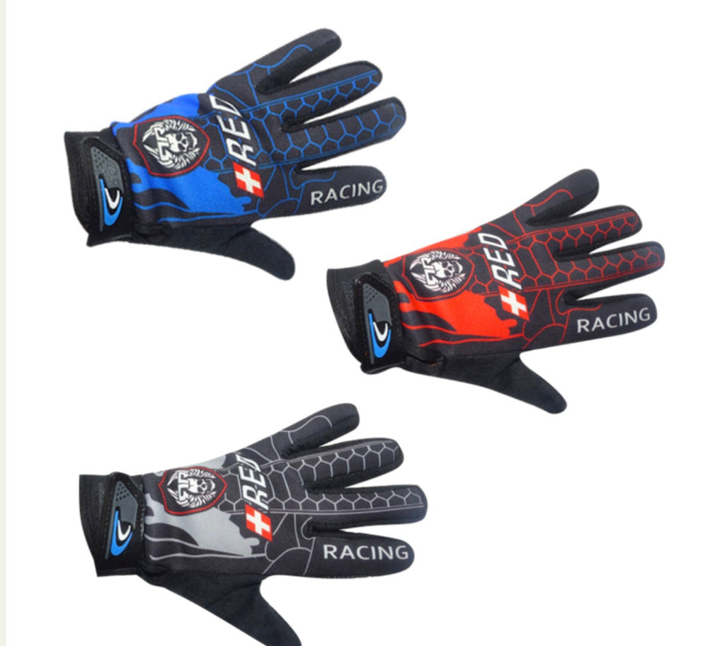 Guantes racing con estampado de calavera en gris
