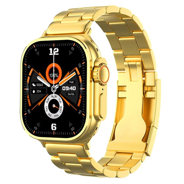 Reloj Smartwatch H9 Ultra Fralugio Metal Dorado De Lujo Nfc Fralugio