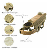 Chaleco táctico para perro con tres bolsas desmontables en caqui y negro — imagen 5 de 9
