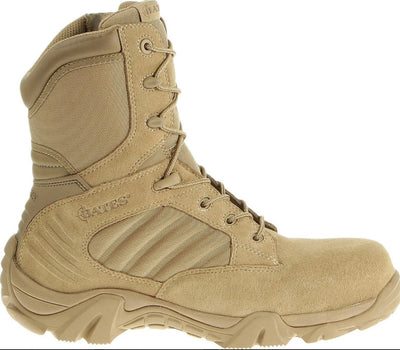 Botas tácticas militares impermeables en color caqui con cierre lateral