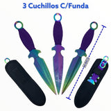 Set de tres cuchillos tornasol de 19 centímetros con funda — imagen 1 de 2
