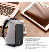 Mochila antirrobo impermeable con puerto USB en azul, negro o gris — imagen 8 de 9