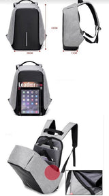 Mochila antirrobo impermeable con puerto USB en azul, negro o gris — imagen 7 de 9