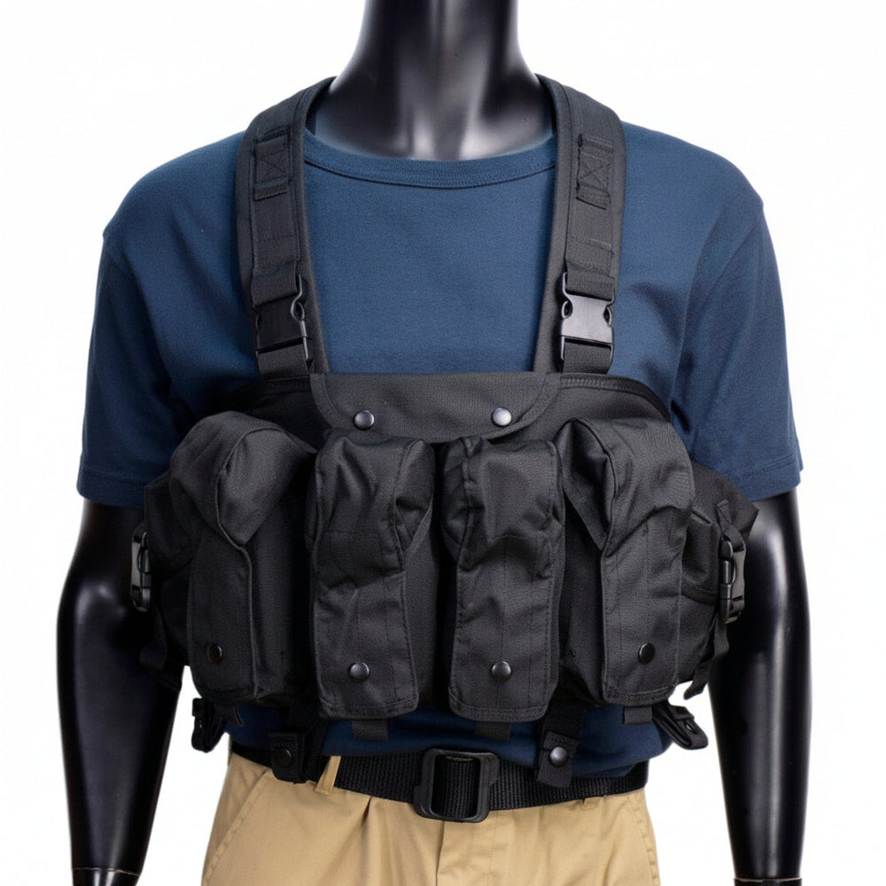 Pechera táctica con porta cargador doble para arma larga