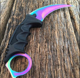 Cuchillo tipo karambit de hoja curva color tornasol con funda — imagen 4 de 6