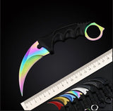 Cuchillo tipo karambit de hoja curva color tornasol con funda — imagen 6 de 6