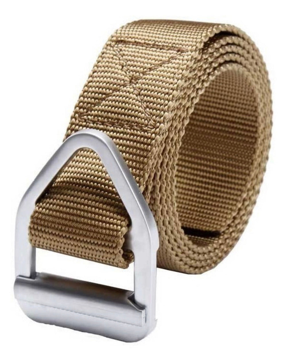 Cinturón táctico militar negro con hebilla triangular