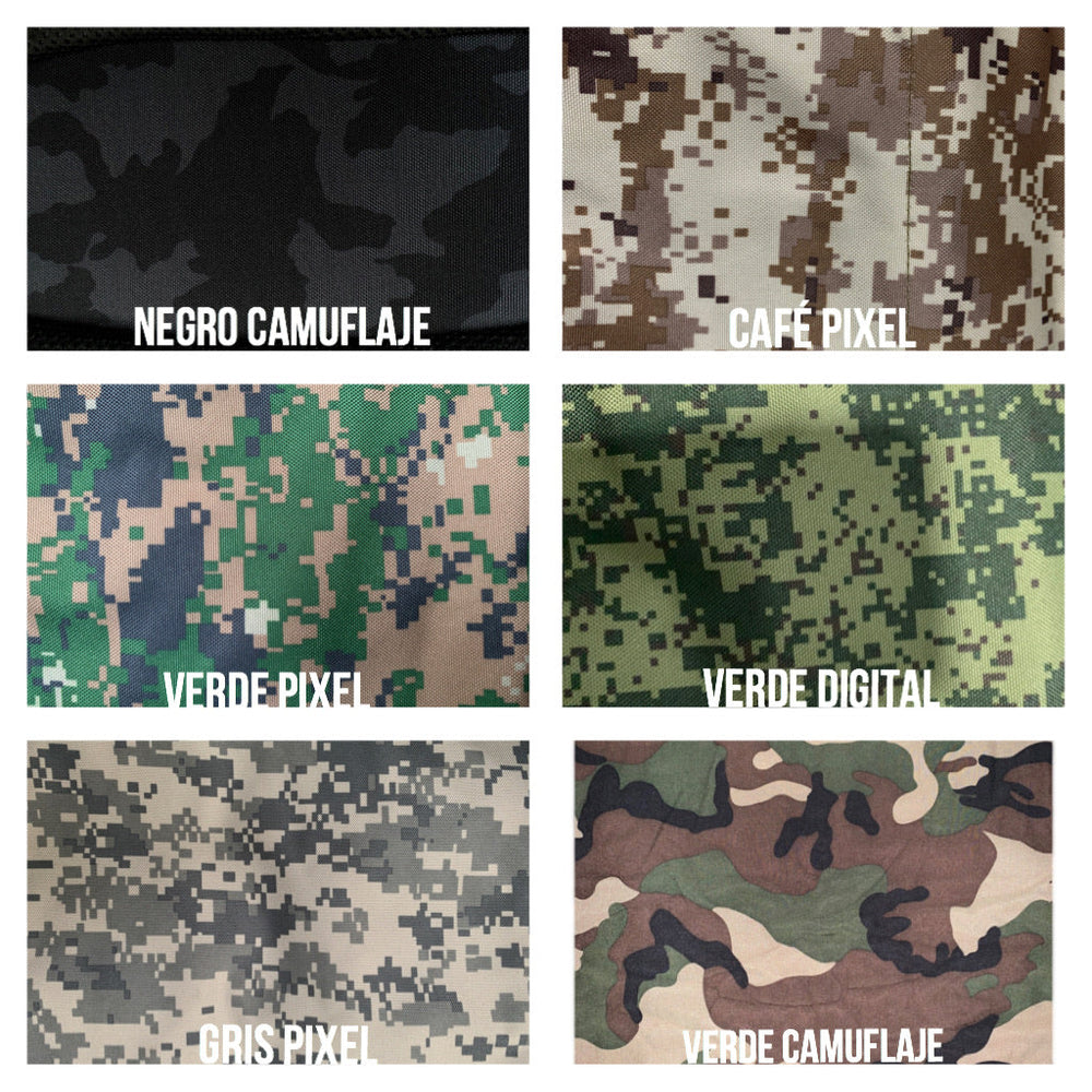 Pechera táctica militar con múltiples bolsillos en color verde pixel