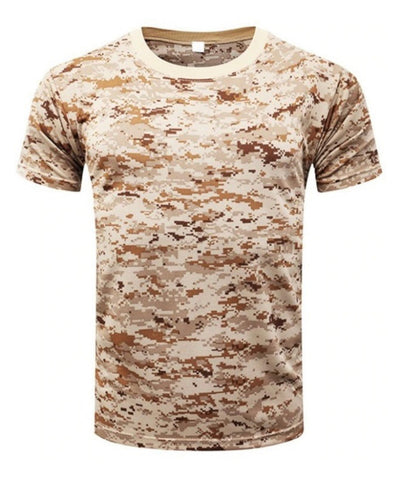 Playera tipo militar verde camuflaje de algodón y poliéster