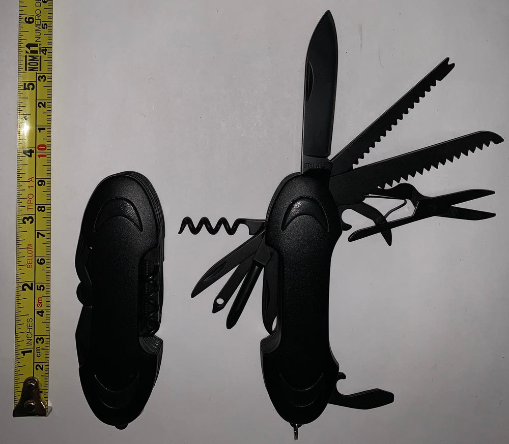 Navaja multiherramienta 11 en 1 en color negro con argolla para llavero