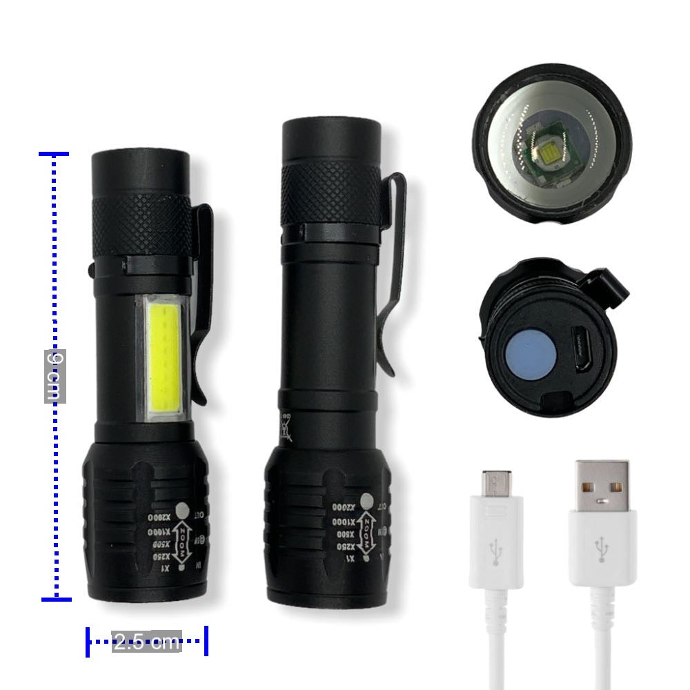 Mini lámpara LED de 1200 lúmenes con zoom y clip