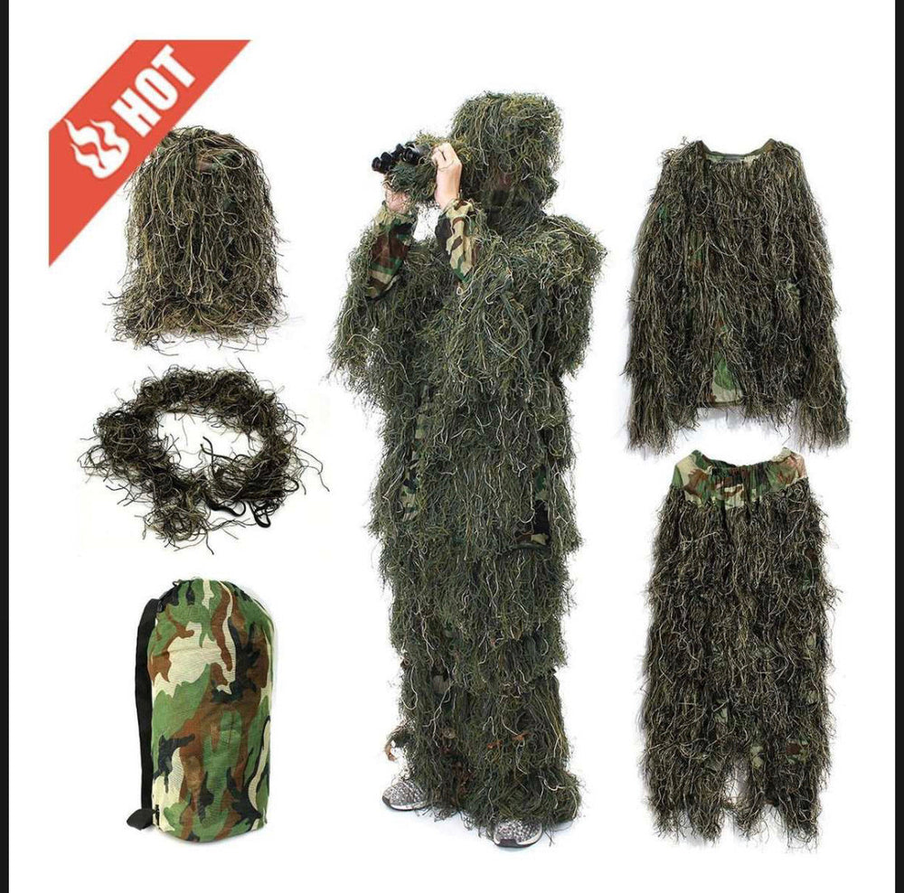 Traje ghillie camuflaje 3D para caza fotográfica y airsoft