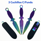Set de tres cuchillos tornasol de 19 centímetros con funda — imagen 2 de 2