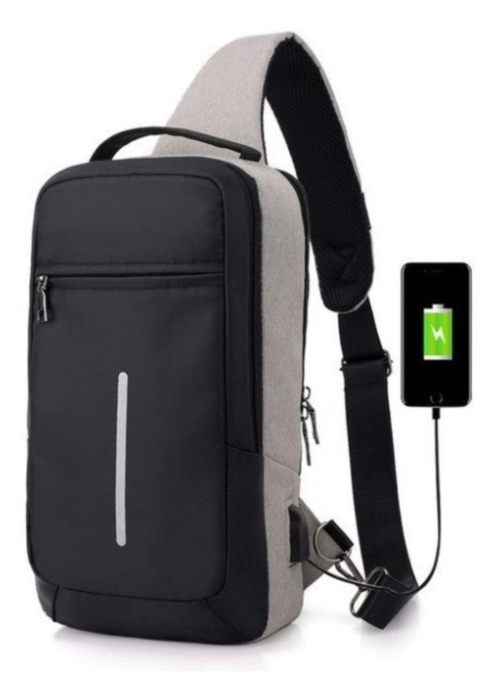 Mochila antirrobo pechera azul con puerto USB y cremallera oculta