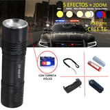 Lámpara LED T6 de 3000 lúmenes con efecto patrulla rojo y azul — imagen 1 de 4