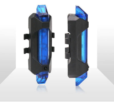 Luz LED trasera de color azul recargable por USB para bicicleta