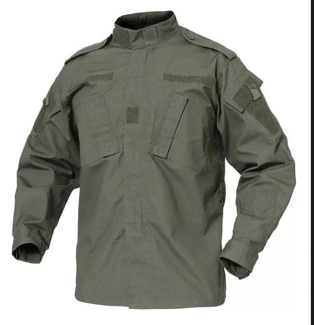 Camisola táctica ripstop caqui con bolsillos de velcro
