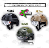Casco táctico tipo Emerson con lente deslizable y ocultable, color negro — imagen 3 de 3