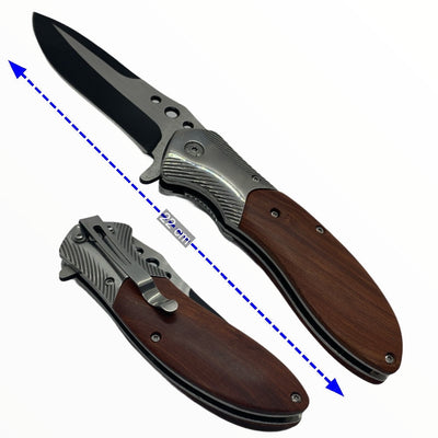 Cuchillo de 22 cm con mango de madera y detalles en cromo